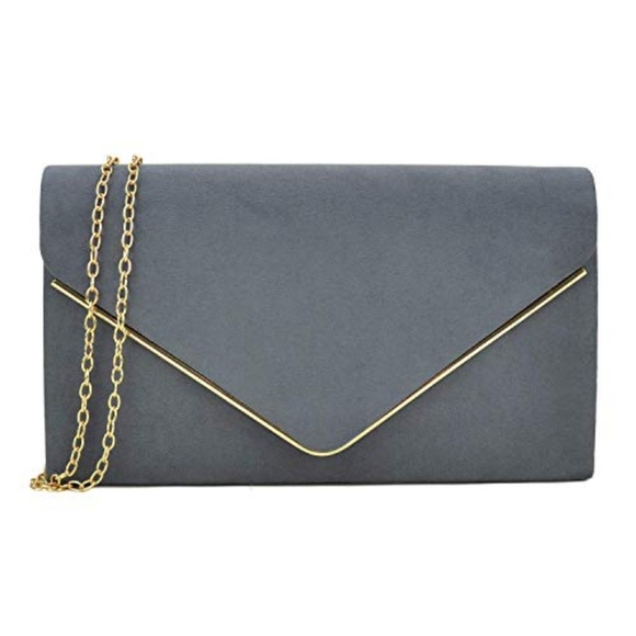 Women’s gray (Pewter) and gold Clutch Purse - Picture 1 of 6